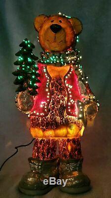 EXTREMELY RARE Fiber Optic Colored Lights Christmas Bear 20