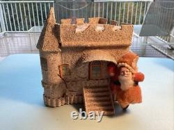 Early German Christmas SpunCottonComposition Santa &Sand Castle CandyContainer