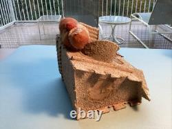 Early German Christmas SpunCottonComposition Santa &Sand Castle CandyContainer