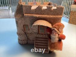 Early German Christmas SpunCottonComposition Santa &Sand Castle CandyContainer