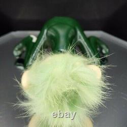 Elf Figurine Green Furry Hair Pointy Ears Japan 1960s Pixie Alien Imp Vintage