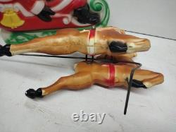 Empire Tabletop Santa Sleigh 2 Reindeer Blow Mold Christmas 1970 Nice Condition