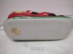 Empire Tabletop Santa Sleigh 2 Reindeer Blow Mold Christmas 1970 Nice Condition