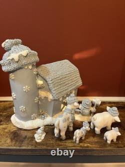 Encore 2000 Snow Buddies Snowville Barn & Silo #94931 With 6 Minis Rare