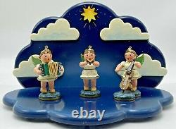 Erzgebirge Hubrig Wood Angel Orchestra Band Shelf Display Germany Christmas