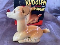 Extremely Rare Vintage 1939 Rudolph the Red-Nosed Reindeer Flashlight w Box