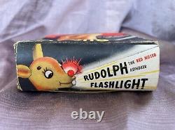 Extremely Rare Vintage 1939 Rudolph the Red-Nosed Reindeer Flashlight w Box