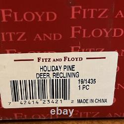 FITZ & FLOYD CLASSIC Holiday Pine Reclining REINDEER Christmas Candle Holder BOX