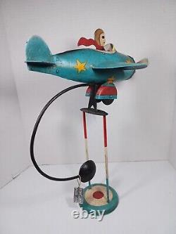 FOLK ART Propeller Plane Airplane Pilot KINETIC SCULPTURE BALANCE DECORATION