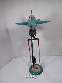 FOLK ART Propeller Plane Airplane Pilot KINETIC SCULPTURE BALANCE DECORATION