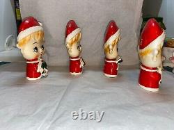 FULL Set of 4! VTG 1950s MCM LIPPER & MANN Big Head Carolers Bell Candle Wreath