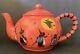 Fabulous Artist Ooak Witch Halloween Tea Pot 11 Witches Moon Flying Rare Signed