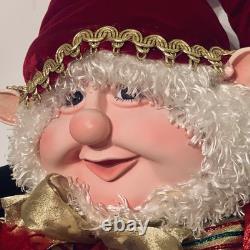 Fantasy Creations Elf With Ornament, Red/Green/Gold Velvet Hat/Pants/Coat, LARGE