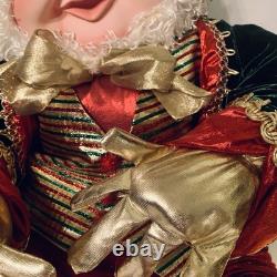 Fantasy Creations Elf With Ornament, Red/Green/Gold Velvet Hat/Pants/Coat, LARGE