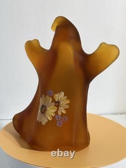 Fenton Hand Painted Halloween Skeleton Ghost Figurine M Kibbe #2/56 Floral