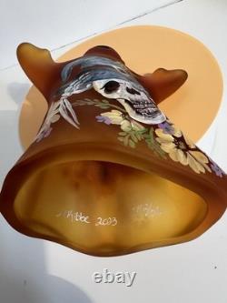 Fenton Hand Painted Halloween Skeleton Ghost Figurine M Kibbe #2/56 Floral