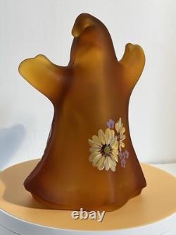 Fenton Hand Painted Halloween Skeleton Ghost Figurine M Kibbe #2/56 Floral
