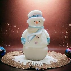 Fenton Snowman Fairy Light Lamp Handpainted 7 Inches Tall OOAK