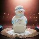 Fenton Snowman Fairy Light Lamp Handpainted 7 Inches Tall Ooak