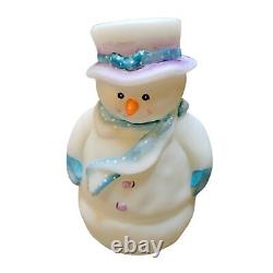 Fenton Snowman Fairy Light Lamp Handpainted 7 Inches Tall OOAK