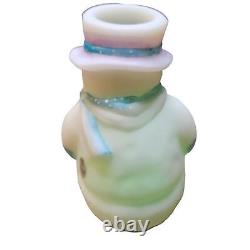 Fenton Snowman Fairy Light Lamp Handpainted 7 Inches Tall OOAK