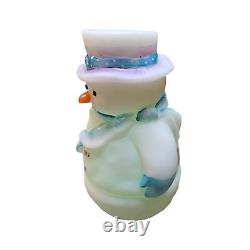 Fenton Snowman Fairy Light Lamp Handpainted 7 Inches Tall OOAK