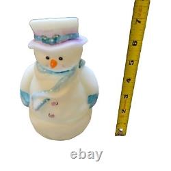 Fenton Snowman Fairy Light Lamp Handpainted 7 Inches Tall OOAK