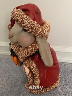 Festive Easter Bunny Rabbit Figurine Statue Dressed in a Christmas Outfit 13 H