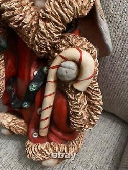 Festive Easter Bunny Rabbit Figurine Statue Dressed in a Christmas Outfit 13 H