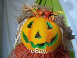 Festive Fall 36 Fiber Optic Lighted Pumpkin Scarecrow Halloween Display Prop