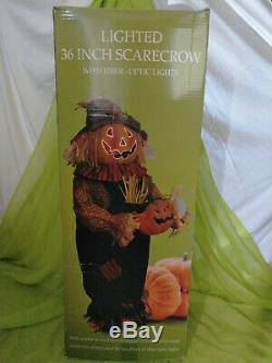 Festive Fall 36 Fiber Optic Lighted Pumpkin Scarecrow Halloween Display Prop