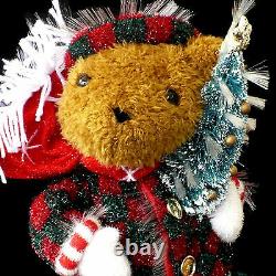 Fiber Optic Christmas Figure / Teddy Bear & Christmas Tree / Vintage Color Wheel