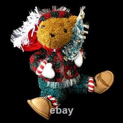 Fiber Optic Christmas Figure / Teddy Bear & Christmas Tree / Vintage Color Wheel