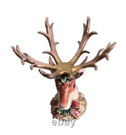 Fitz Floyd Reindeer Head Antler Centerpiece with Glass Bowl No Box