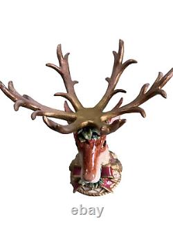 Fitz Floyd Reindeer Head Antler Centerpiece with Glass Bowl No Box