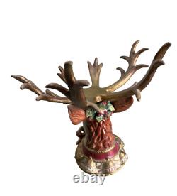 Fitz Floyd Reindeer Head Antler Centerpiece with Glass Bowl No Box