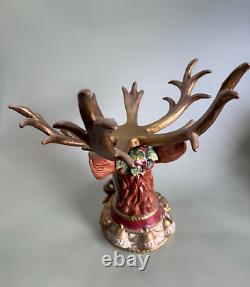 Fitz Floyd Reindeer Head Antler Centerpiece with Glass Bowl No Box