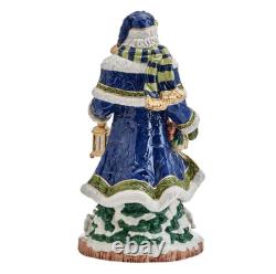 Fitz & Floyd Santa Figurine Blue Telluride Grand Hand-Painted, Ceramic Christmas
