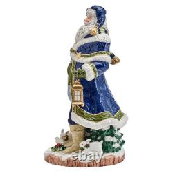 Fitz & Floyd Santa Figurine Blue Telluride Grand Hand-Painted, Ceramic Christmas