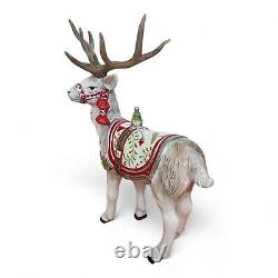 Fitz and Floyd Hand-Painted Winter White Holiday 16 Deer Figurine
