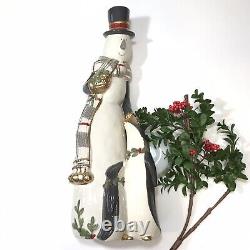 Fitz and Floyd Tall Christmas Snowman Mistletoe Merriment Ceramic Figurine RARE