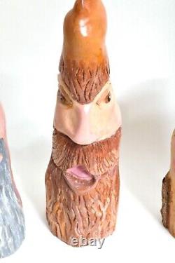 Folk Art Cypress Knee Tree Branch Hand Painted Carved Face Clown Man Bearded