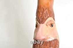 Folk Art Cypress Knee Tree Branch Hand Painted Carved Face Clown Man Bearded