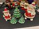 Four Vintage Napco 1950's Japanese Santas & 3 Napco Trees Xmas, Plus Extra Items