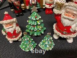 Four Vintage NAPCO 1950's Japanese Santas & 3 NAPCO Trees Xmas, plus Extra Items