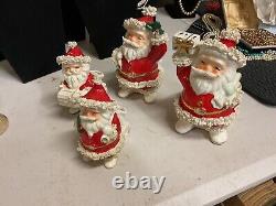 Four Vintage NAPCO 1950's Japanese Santas & 3 NAPCO Trees Xmas, plus Extra Items