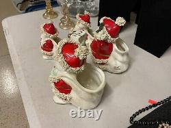 Four Vintage NAPCO 1950's Japanese Santas & 3 NAPCO Trees Xmas, plus Extra Items