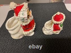 Four Vintage NAPCO 1950's Japanese Santas & 3 NAPCO Trees Xmas, plus Extra Items