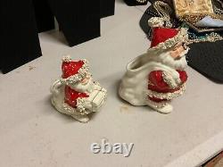 Four Vintage NAPCO 1950's Japanese Santas & 3 NAPCO Trees Xmas, plus Extra Items