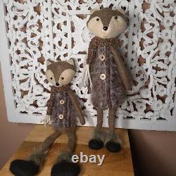 Fox Handmade Figure PAIR Made of Felt, Bamboo, & Plaster 15 high SHIPS FREE